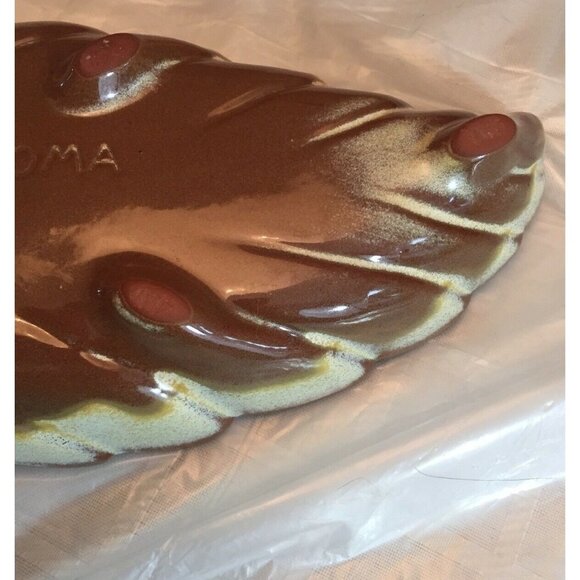 Vintage Frankoma Pottery Leaf Dish #225 Desert Gold 9” Long 4.5” Wide Footed - Picture 12 of 12
